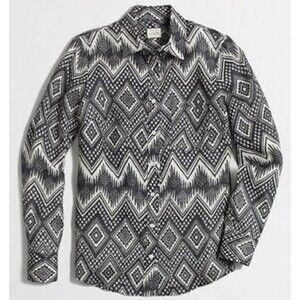 J. Crew Womens Printed Linen Boy Shirt Blouse Black White size M MSRP $79.50 NEW
